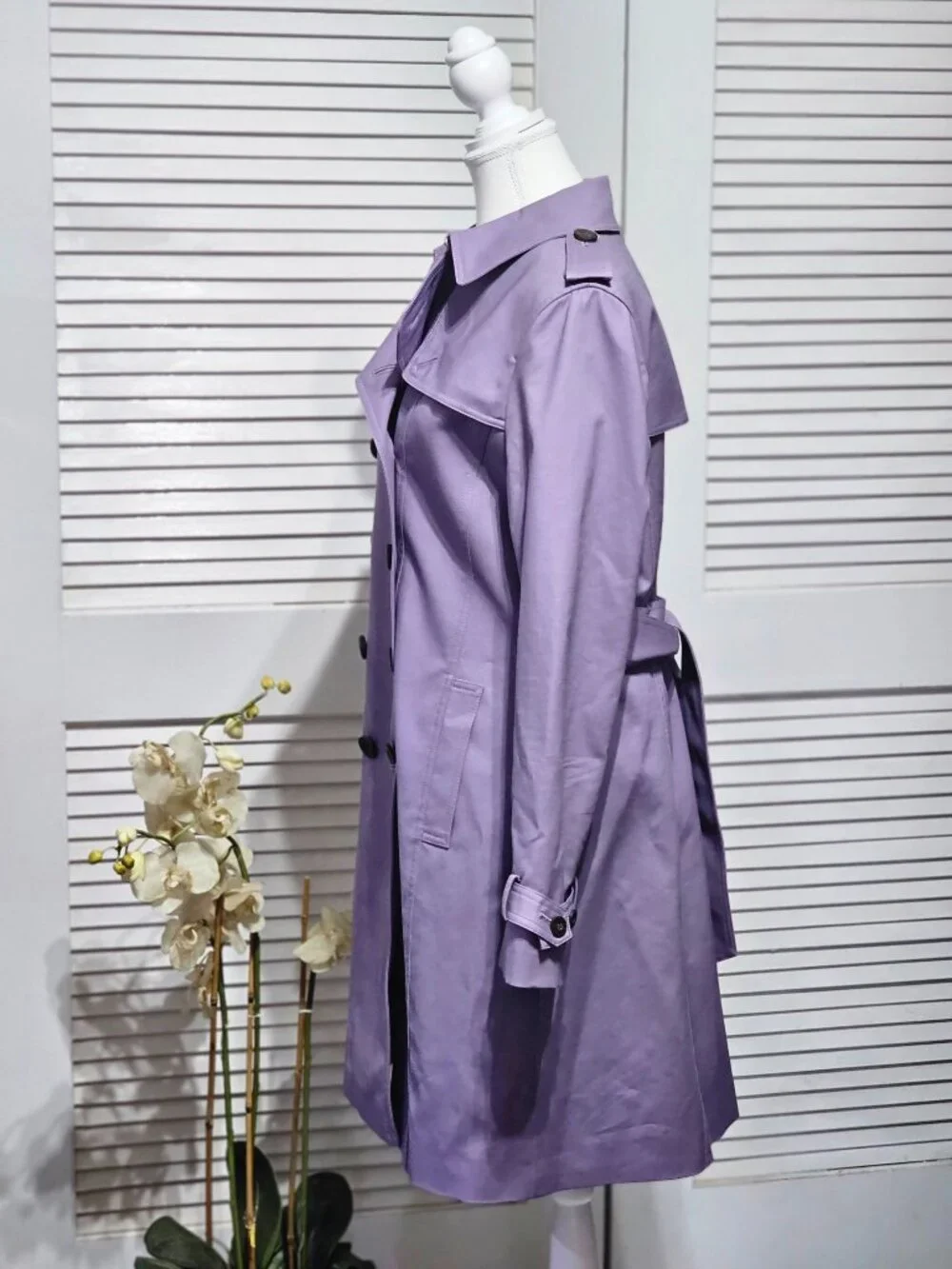 NWOT Hobbs London Women's Lavender Saskia Double-Breasted Trench Coat Sz 10 3299 - Picture 4 of 16